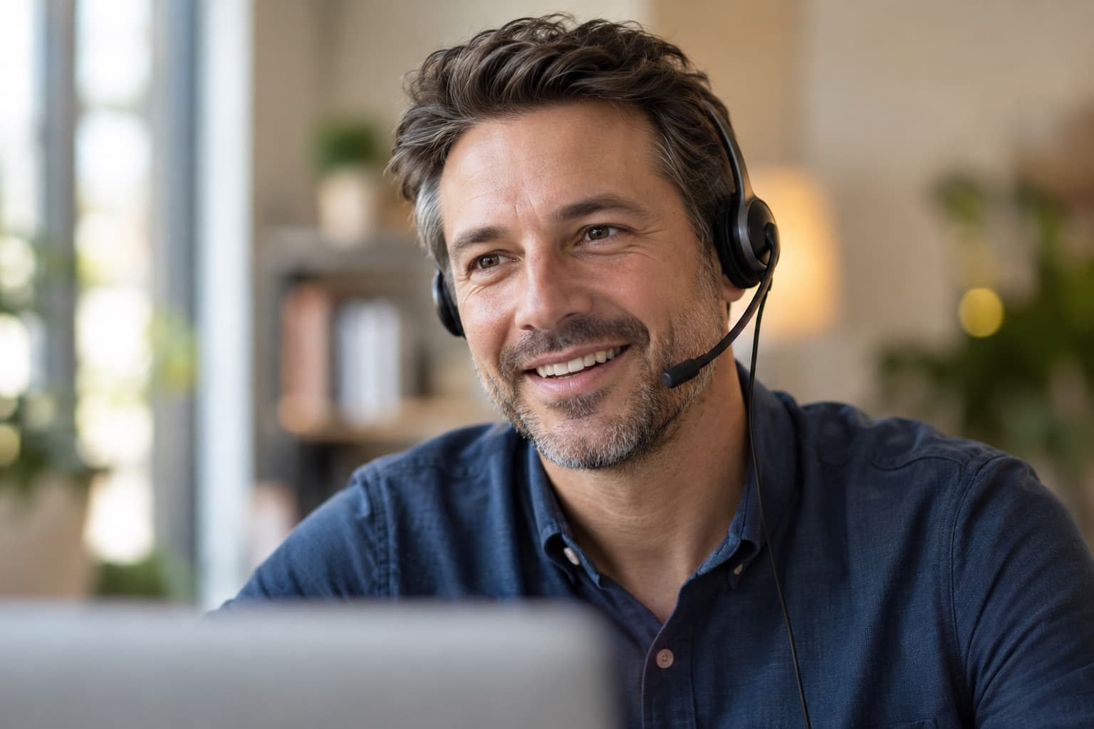 A friendly HR consultant on a call